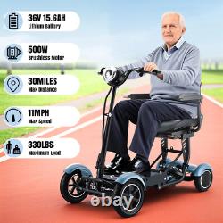 Foldable 4 Wheel Mobility Scooter Folding Drive Device for Seniors Adults 36V