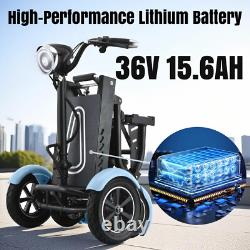 Foldable 4 Wheel Mobility Scooter Folding Drive Device for Seniors Adults 36V
