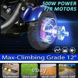 Foldable 4 Wheel Mobility Scooter Folding Drive Device for Seniors Adults (Blue)