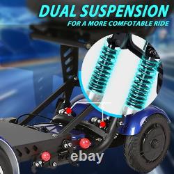 Foldable 4 Wheel Mobility Scooter Folding Drive Device for Seniors Adults (Blue)