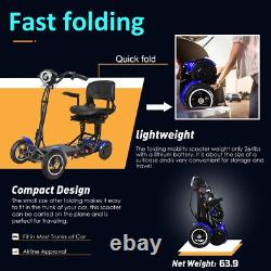 Foldable 4 Wheel Mobility Scooter Folding Drive Device for Seniors Adults (Blue)