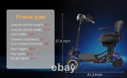 Foldable 4 Wheel Mobility Scooter Folding Drive Device for Seniors Adults (Blue)