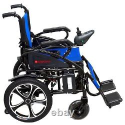 Foldable Lightweight Electric Power Smart Wheelchair Carries 280 lb Blue