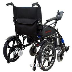 Foldable Lightweight Electric Power Smart Wheelchair Carries 280 lb Blue