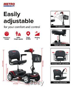 Folding 4 Wheel Electric Mobility Scooter For Elderly Portable Wheelchair w LED