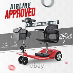 Folding Electric Powered Mobility Scooter 4 Wheel Scooter Airline Approved, Red