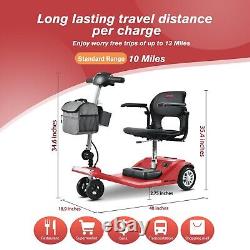 Folding Electric Powered Mobility Scooter 4 Wheel Scooter Airline Approved, Red