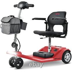 Folding Electric Powered Mobility Scooter 4 Wheel Scooter Airline Approved, Red