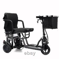 Folding Mobility Electric Trike 36v 600w Dual Motor Lithium Black, 39x20x33 Inch