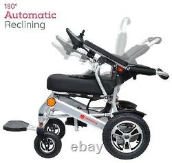 Heavy Duty Automatic Reclining Electric Light Mobility Wheelchair Silver Frame