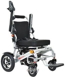 Heavy Duty Electric Battery Mobility Wheelchair, Portable Foldable Silver Frame