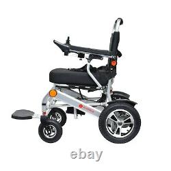 Heavy Duty Electric Battery Mobility Wheelchair, Portable Foldable Silver Frame