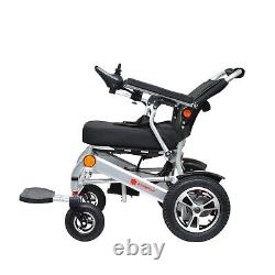 Heavy Duty Electric Battery Mobility Wheelchair, Portable Foldable Silver Frame