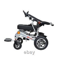 Heavy Duty Electric Battery Mobility Wheelchair, Portable Foldable Silver Frame