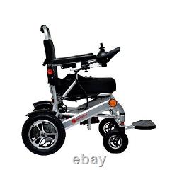 Heavy Duty Electric Battery Mobility Wheelchair, Portable Foldable Silver Frame