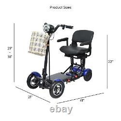 Heavy Duty Electric Power Scooter, Wide Seat Adjustable Armrests 63 lbs Blue
