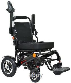 Heavy Duty Power Motorized Medical Wheelchair, Portable & Foldable Black Frame