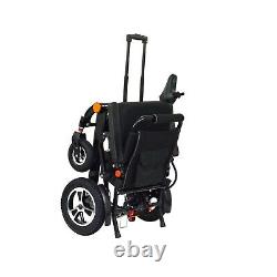 Heavy Duty Power Motorized Medical Wheelchair, Portable & Foldable Black Frame