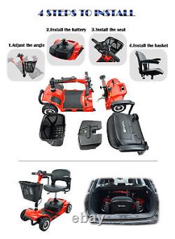 KRYL Foldable 4 Wheel Mobility Scooter for Seniors, 265lbs Max Weight Powered