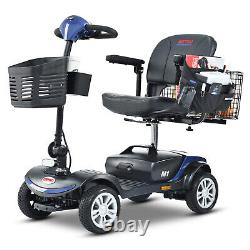 LED Folding Transport Electric Power Mobility Scooter 4 Wheel for Elderly Blue
