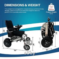 Lightweight 54Lb Foldable Electric Wheelchair Intelligent 352Lb All Terrain