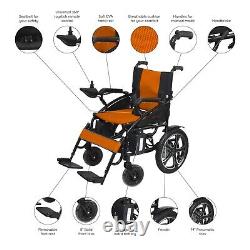 Lightweight Heavy Duty Electric Medical Wheelchair 75 lbs (Long Range) Orange