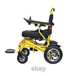Lightweight Power Motorized Electric Wheelchair, Portable Foldable Gold Frame
