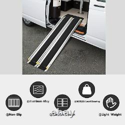 Lonabr 7Ft Folding Wheelchair Ramp Aluminum Non-Slip Mobility Scooter Threshold