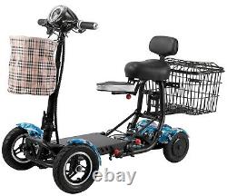 Mobility Scooter Compact Lightweight Electric Power Wheelchair Blue Camouflage