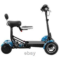 Mobility Scooter Compact Lightweight Electric Power Wheelchair Blue Camouflage