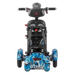 Mobility Scooter Compact Lightweight Electric Power Wheelchair Blue Camouflage