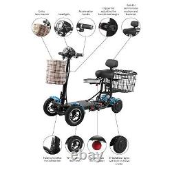 Mobility Scooter Compact Lightweight Electric Power Wheelchair Blue Camouflage