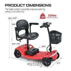 Mobility Scooter Portable Electric Wheelchair 4 Wheels Foldable E-Scooter 20Mile