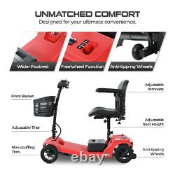 Mobility Scooter Portable Electric Wheelchair 4 Wheels Foldable E-Scooter 20Mile