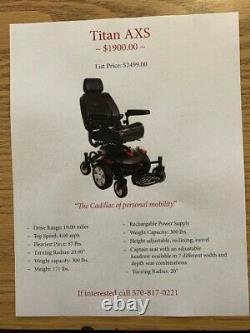 NEW Drive Medical Titan AXS Powerchair Electric Mobility Wheelchair 22 x 20