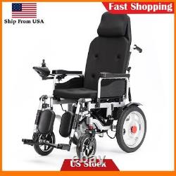 Portable Electric Wheelchair, High Backrest Scooter for Elderly, Full Reclining