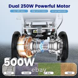 Silver Foldable Electric Wheelchair for Adults, 12AH Battery, 15Miles Distance