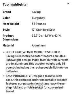 Used iLiving 4 Wheel Mobility Scooter, LOCAL PICKUP ONLY