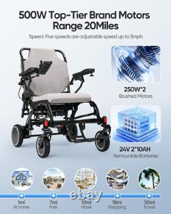 VERPAL Carbon Fiber Electric Wheelchair Ultra Lightweight 21'' Widen FDA Airline