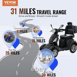 VEVOR Heavy Duty 4-Wheel Mobility Scooter. 500lbs Capacity, 31 Miles Long Range