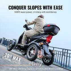 VEVOR Heavy Duty 4-Wheel Mobility Scooters 40 Miles 3-Speed 500W 450lbs Capacity