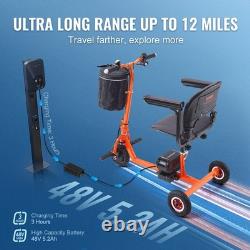 VEVOR Portable 3 Wheel Mobility Scooter for Seniors 12 Mile Range Max 330LBS