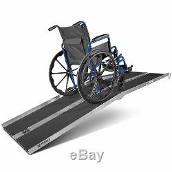 Wheelchair Ramp, Portable Solid Surface Scooter Access, Aluminum, Multifold, 8