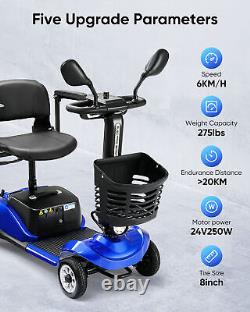 Chaise roulante électrique pliante à 4 roues pour personnes âgées à longue portée