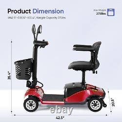 FDA Scooter de mobilité à 4 roues Fauteuil roulant électrique Adulte Jeune Senior Protection contre les pentes