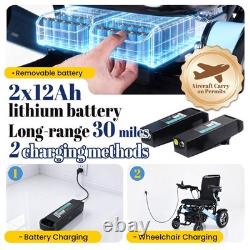 Fauteuil Roulant Électrique pour Adultes, Autonomie de 30 Miles, Batterie de 212AH, Largeur de Siège de 20 pouces