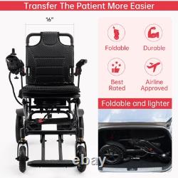 Fauteuil roulant électrique 360W léger et pliable pour adultes et seniors Noir