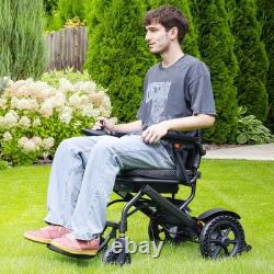 Fauteuil roulant électrique 360W léger et pliable pour adultes et seniors Noir