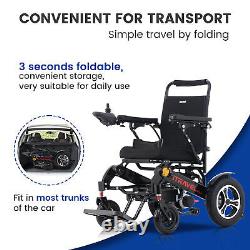 Fauteuil roulant électrique intelligent, léger, pliable et avec une vitesse de 4 MPH pour les déplacements.