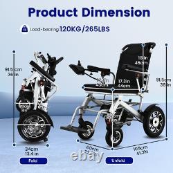 Fauteuil roulant électrique pliable argenté pour adultes, batterie 12AH, distance de 15 miles